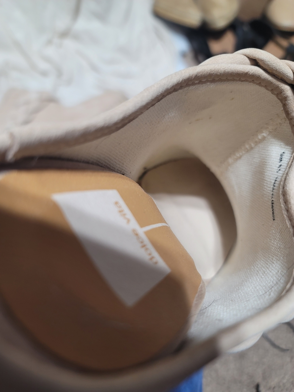 Dolce Vita Braided Leather Platform Clogs Nude Beige Suede Wood Heel EUC 8.5 - Picture 12 of 13